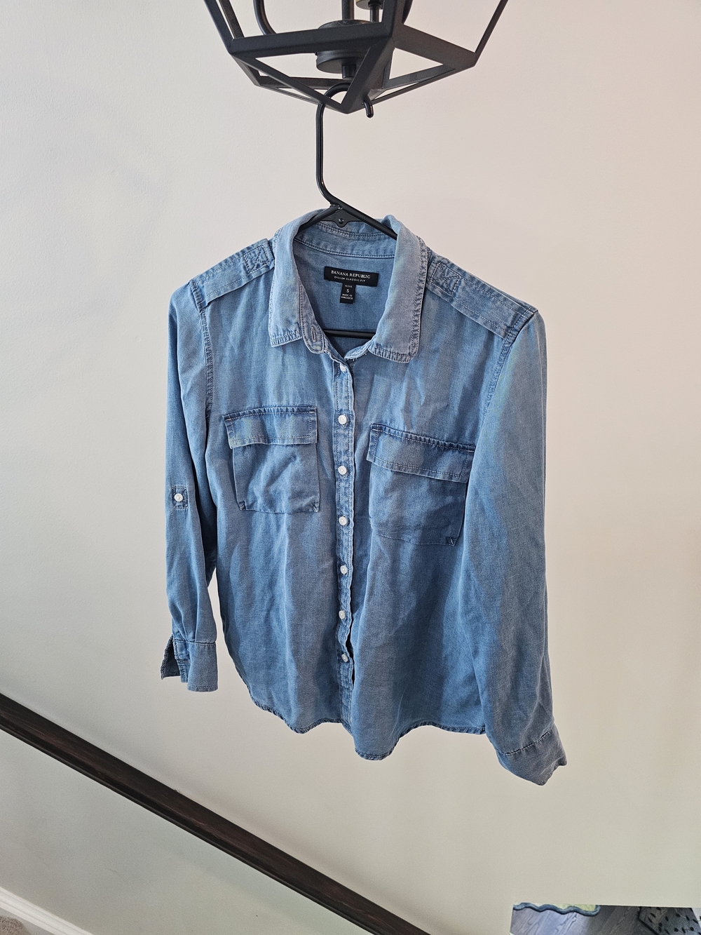Banana Republic Chambray Soft Denim-Style Light Blue Classic Petite Small Size